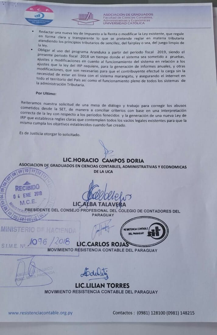 Contadores piden mesa de diálogo ante abusos de la SET