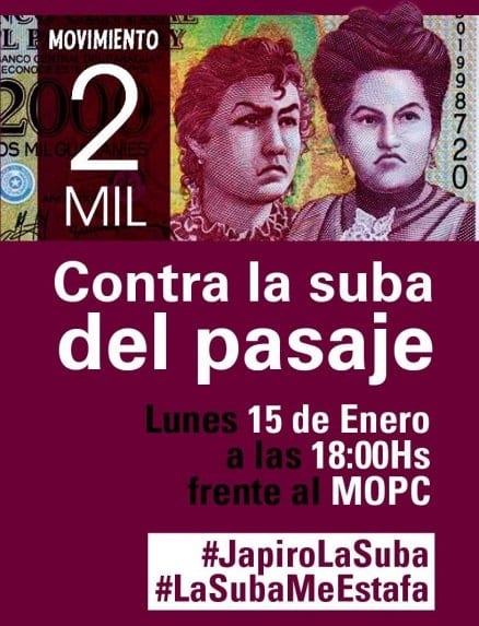 Organizan protesta contra el aumento del pasaje