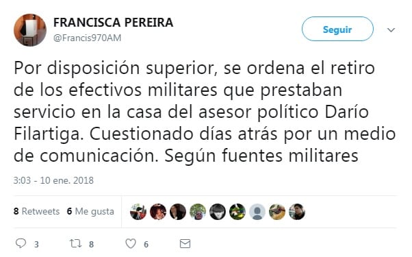 Fin del abuso: Filártiga y Mousques se quedan sin militares «domésticos»