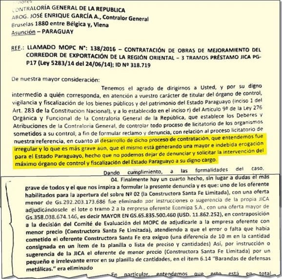 MOPC descartó mejor oferta en licitación por error de tipeo