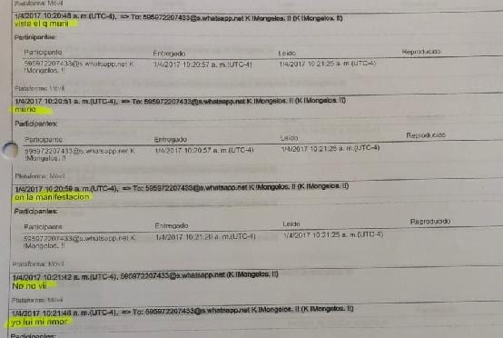 Mensajes de WhatsApp condenan a Florentín en caso Quintana