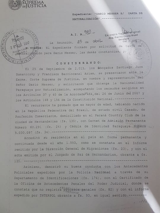 Hombres de Cartes tramitaron nacionalización de Messer