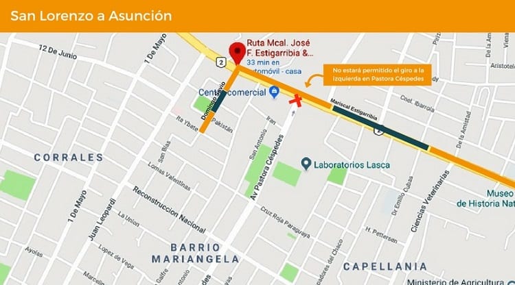 Prohíben giro a la izquierda en el cruce de Mcal Estigarribia y Pastora Céspedes