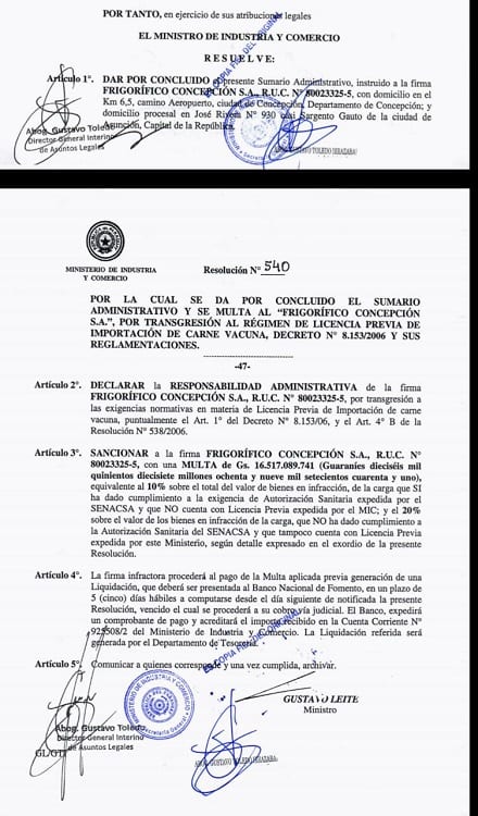 Más USD 2,8 millones de multa para frigorífico