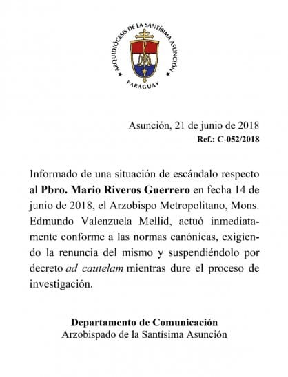 Escándalo en la Iglesia: Suspenden a cura por mantener relaciones sexuales