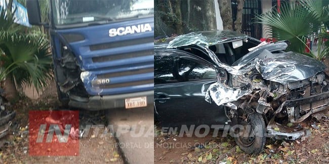 Chocó contra camión estacionado en la banquina y ahora está grave