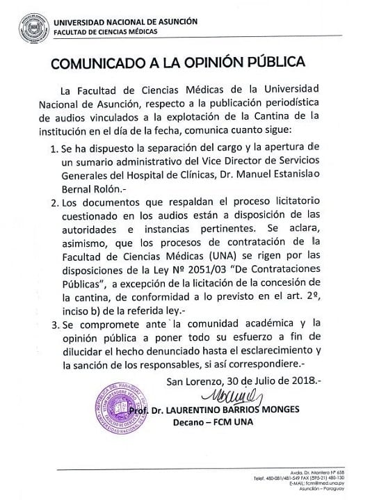 Apartan del cargo a vicedirector de Facultad de Medicina por audios filtrados