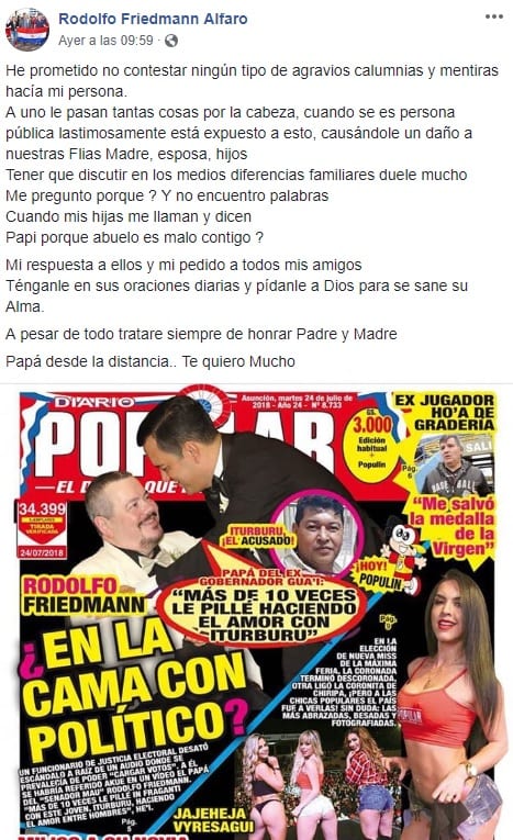 Buscan debilitar a Friedmann reflotando «relación gay» con Iturburo, asegura Marly