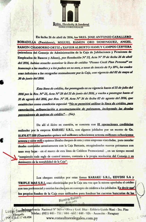 Estos son los documentos que revelan irregularidades en la Caja Bancaria