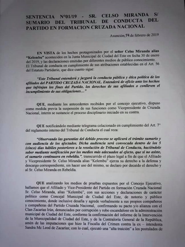 Movimiento de Payo expulsa a Kelembú