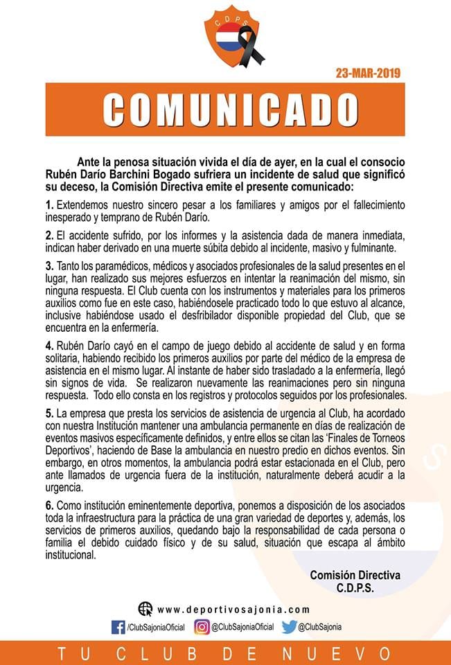 Club emite comunicado por muerte en torneo amateur ante denuncias
