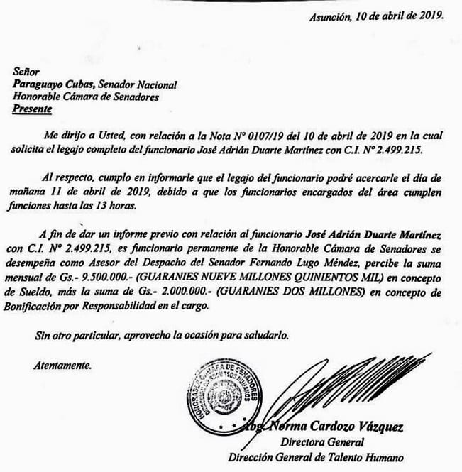 Payo revela millonario salario de «asesor» de Lugo