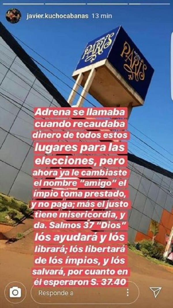 Cucho amenaza con frases bíblicas en Instagram