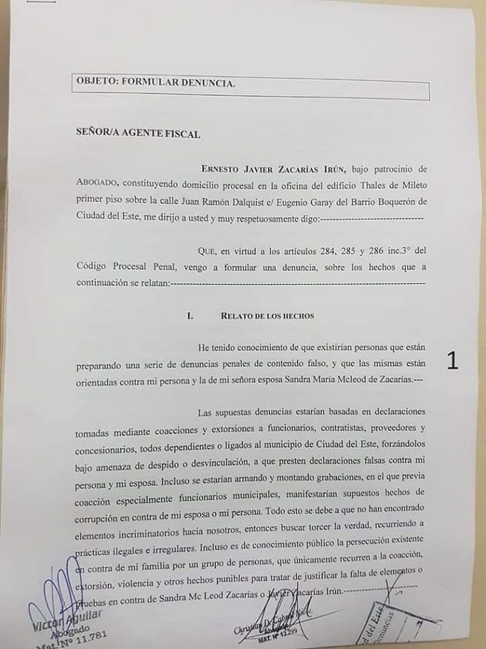 Zacarías Irún presenta denuncia contra Prieto