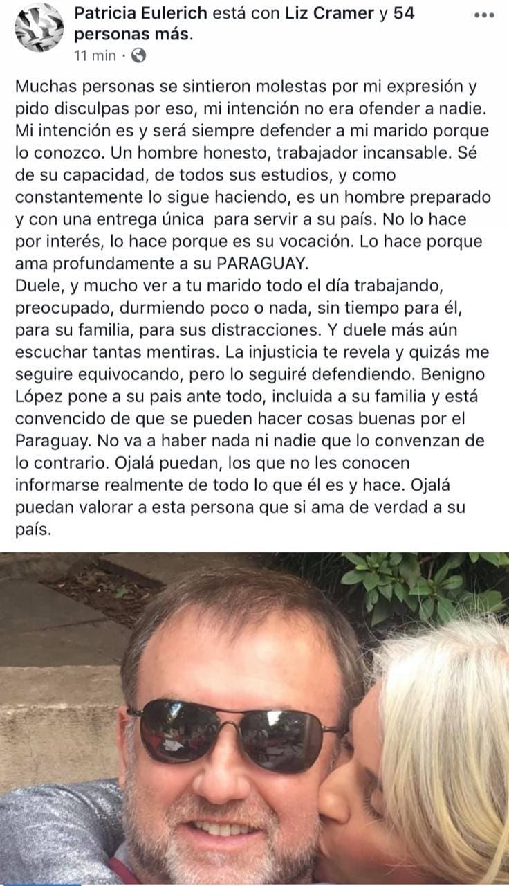 Esposa de ministro apuntó a “gente mediocre” y ahora pide disculpas