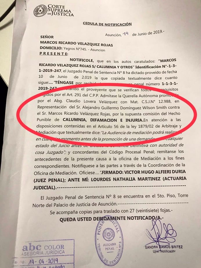 Presidente de la Conmebol querella a periodista