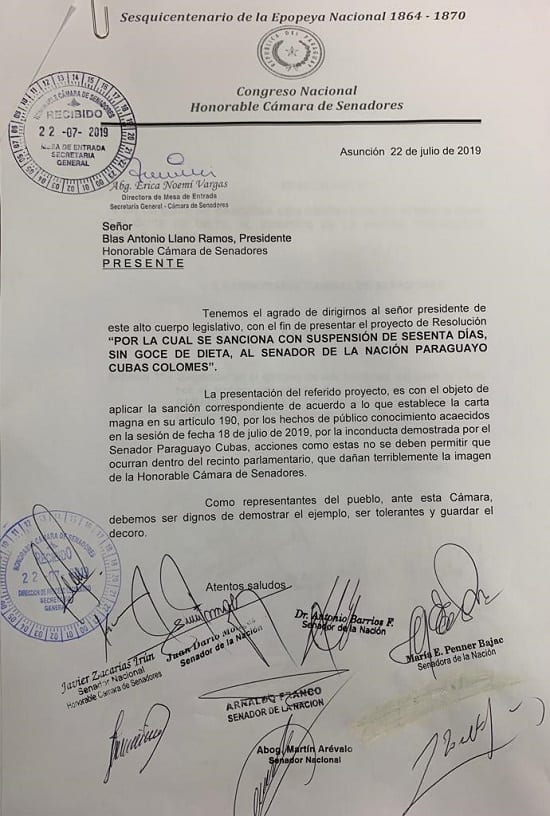 Piden suspender a Riera y Payo por 60 días