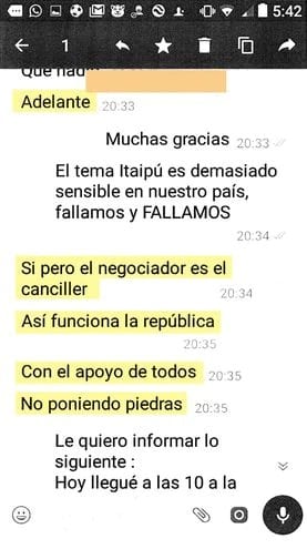 Chats revelan que Abdo Benítez exigió firmar acuerdo energético