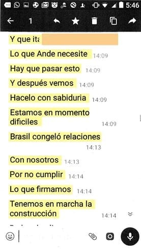 Chats revelan que Abdo Benítez exigió firmar acuerdo energético
