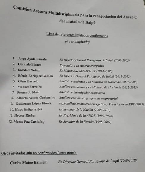 Canciller confirma integrantes de equipo para renegociar Itaipú