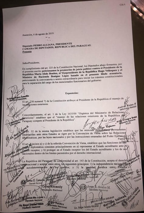 PLRA presenta pedido de juicio político