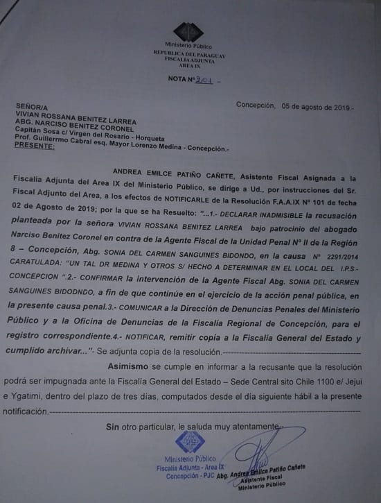 Madre lamenta inacción de la Fiscalía ante denuncia de negligencia