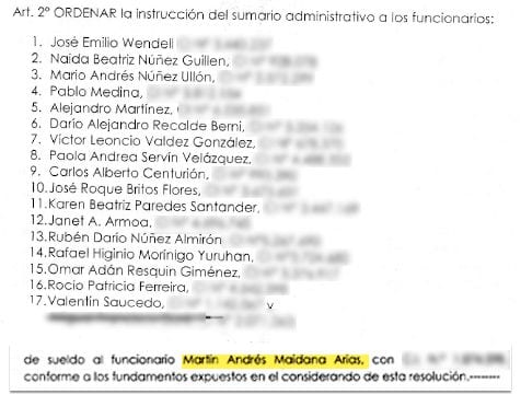 Corte suspende a planilleros y divulga nómina