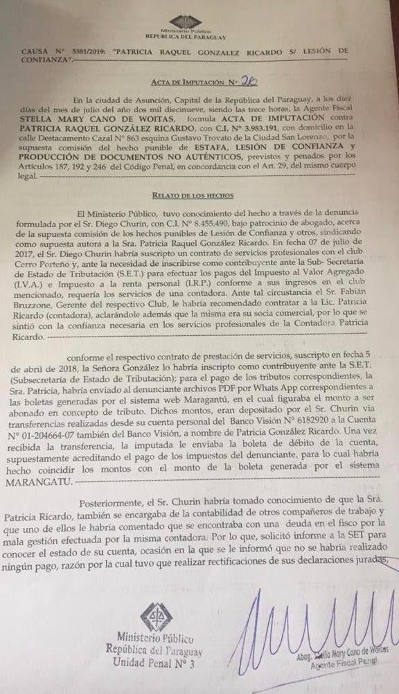 Escándalo en Cerro llega hasta la Fiscalía por caso de estafa