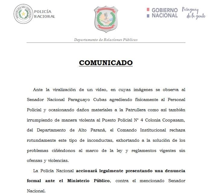 Ministro del Interior denunciará a Payo por agredir a policías