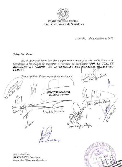 Apuran pérdida de investidura de Payo Cubas