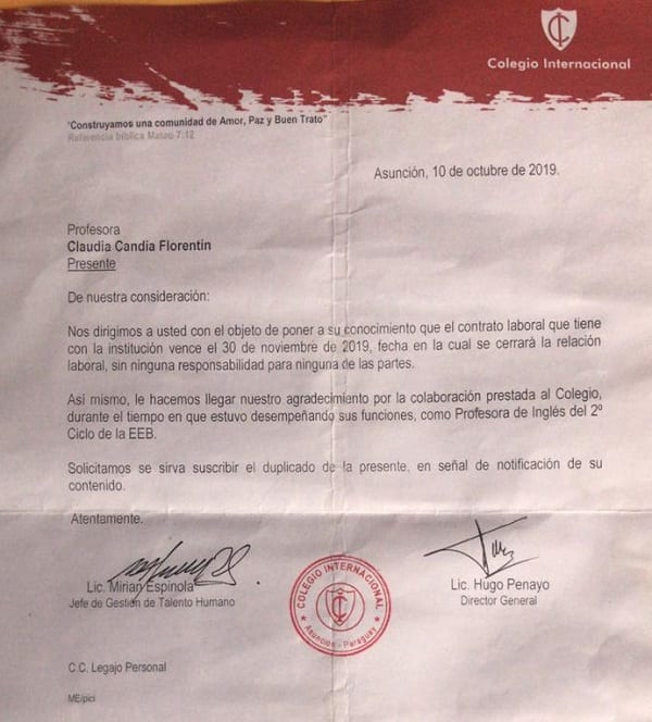 Docente que padece cáncer denuncia que el Inter la dejó en la calle