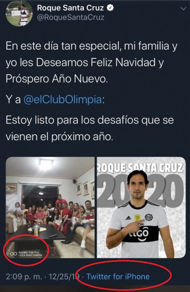 Roque es imagen de Huawei, pero tuitea con iPhone
