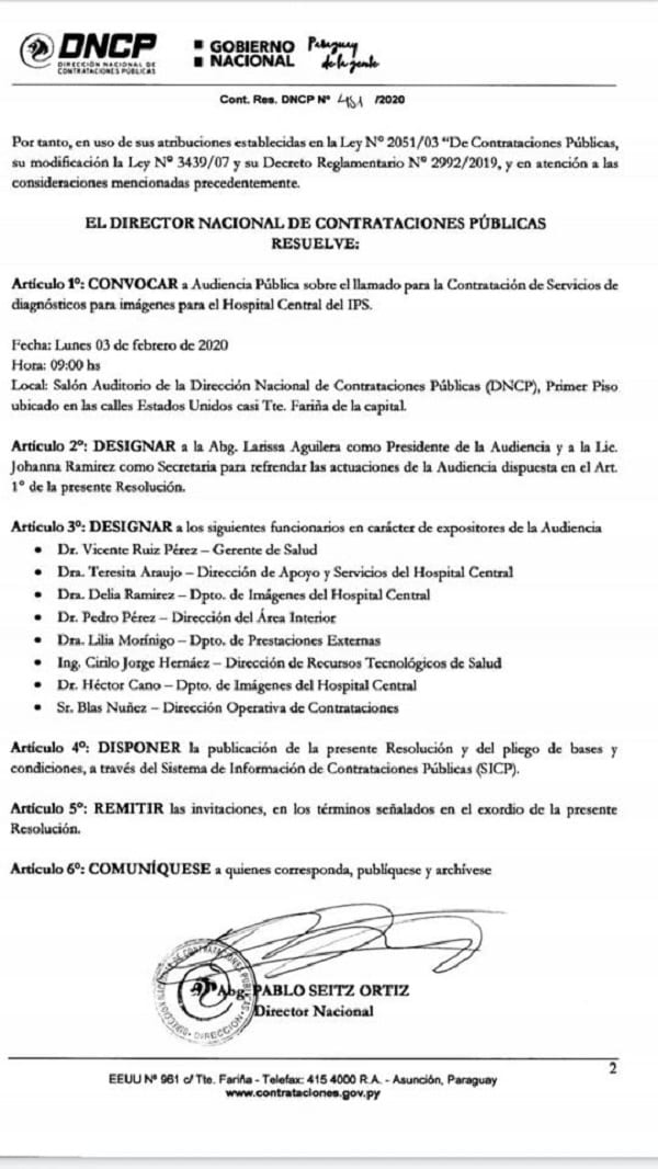 Convocan a audiencia pública sobre tercerización de servicio de imágenes