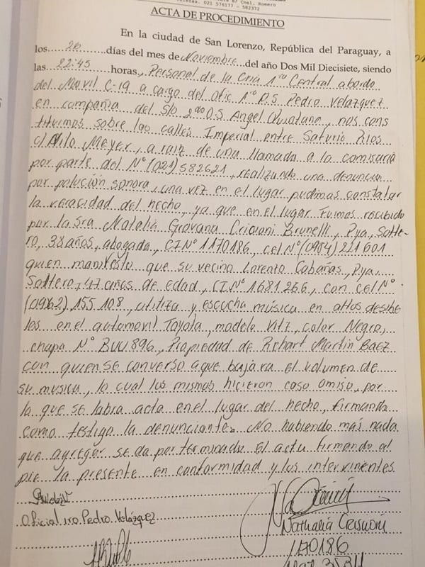 Denuncian a “planillero confeso” por reiterados hechos de polución sonora