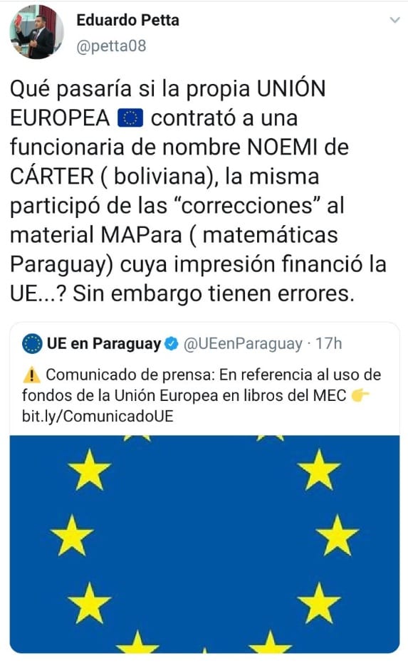 Petta responde y asegura que la Unión Europea participó de “correcciones”