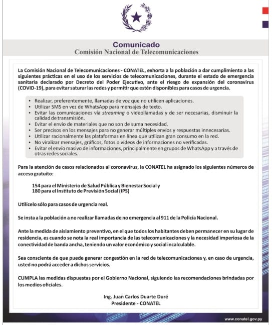 Conatel pide usar SMS en lugar de WhatsApp para no saturar redes