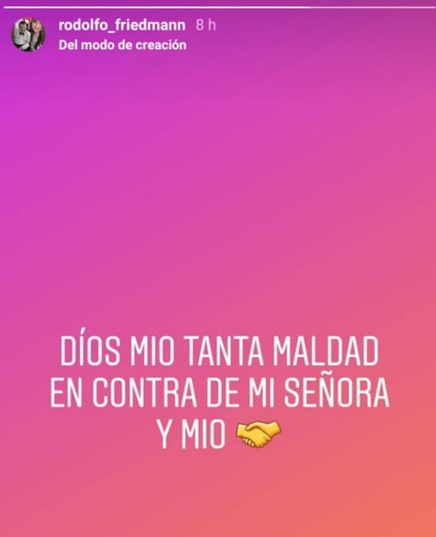 El confuso mensaje de Friedmann luego de denunciar a su esposa