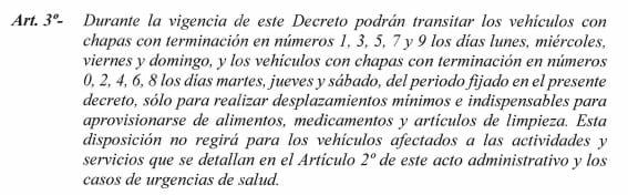 Ejecutivo mantiene restricción de circulación por número de chapa