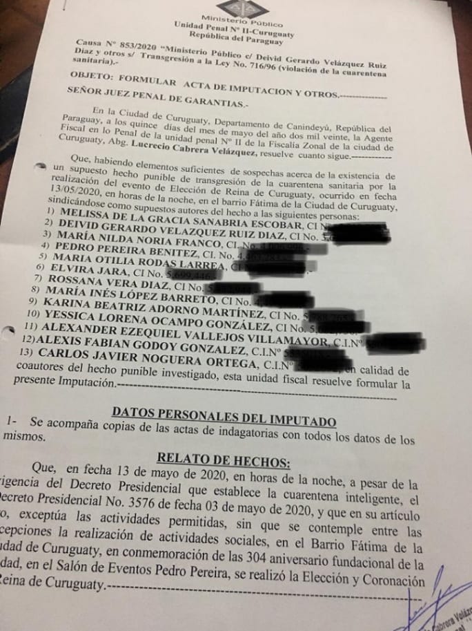 13 imputados tras elección de Miss Curuguaty