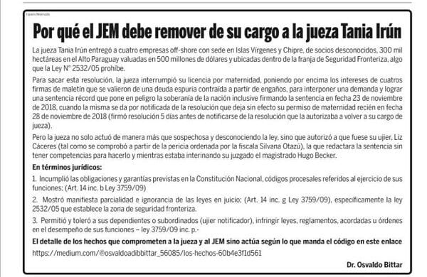 Exigen que el Jurado remueva a la jueza Tania Irún