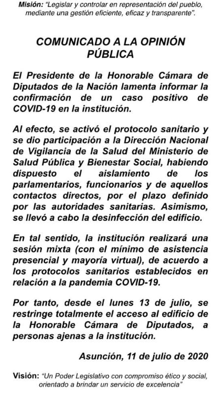 Diputados sesionará con mínima asistencia, tras caso positivo