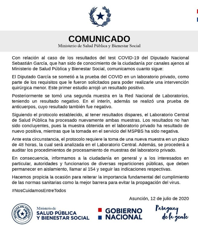 No se define si diputado padece o no coronavirus