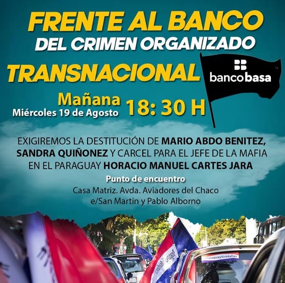 Policía custodia sede del Banco Basa ante inminente manifestación
