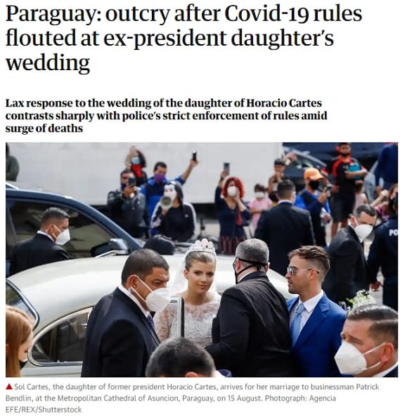 Indignación por boda de Sol Cartes llega hasta The Guardian