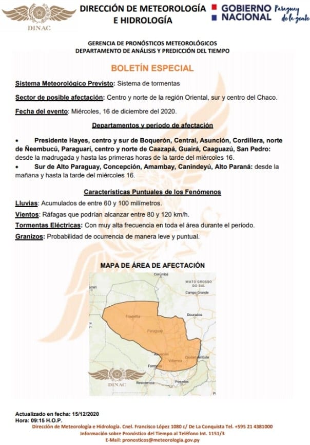 Sistema de tormentas afectará a gran parte del territorio nacional
