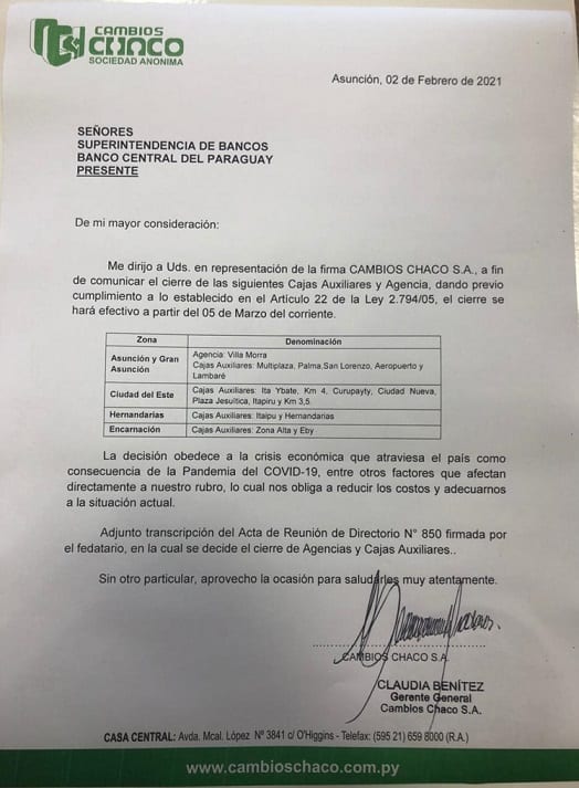 Cambios Chaco cierra sucursales y deja sin empleo a 200 personas