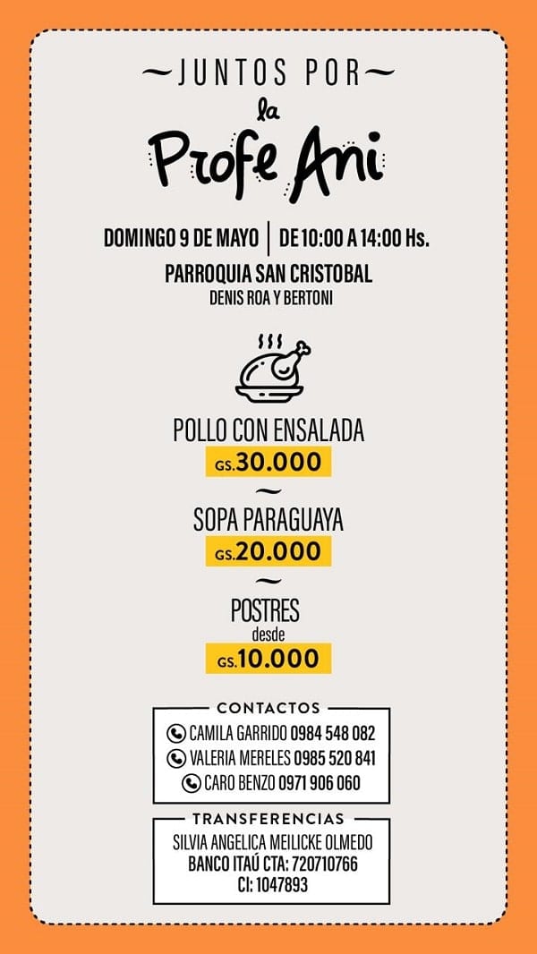Invitan a comida solidaria a beneficio de paciente con cáncer
