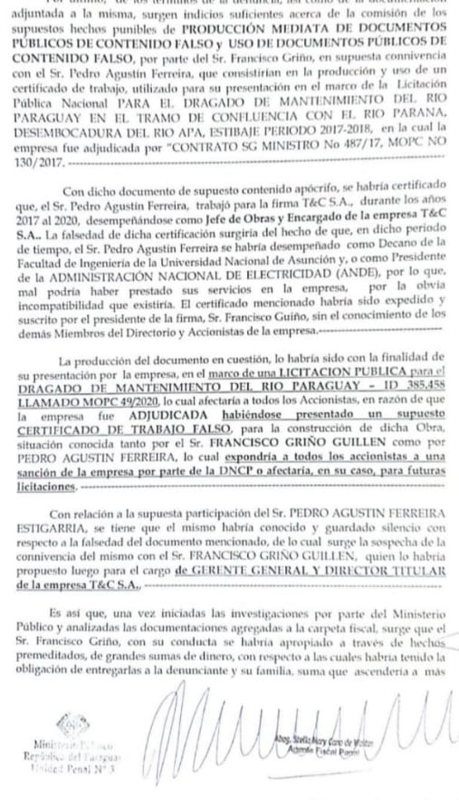 Imputan a Pedro Ferreira, expresidente de la ANDE
