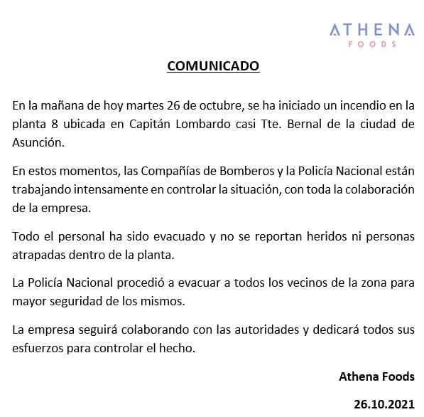 Empresa emite comunicado y afirma que colabora con autoridades