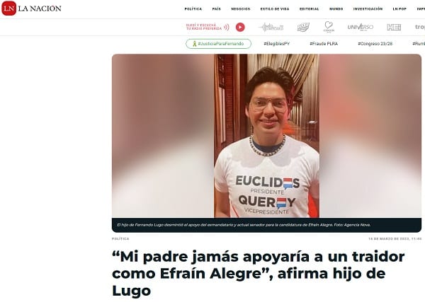 Hijo de Lugo desmiente “fake news” difundida por medios del Grupo Cartes